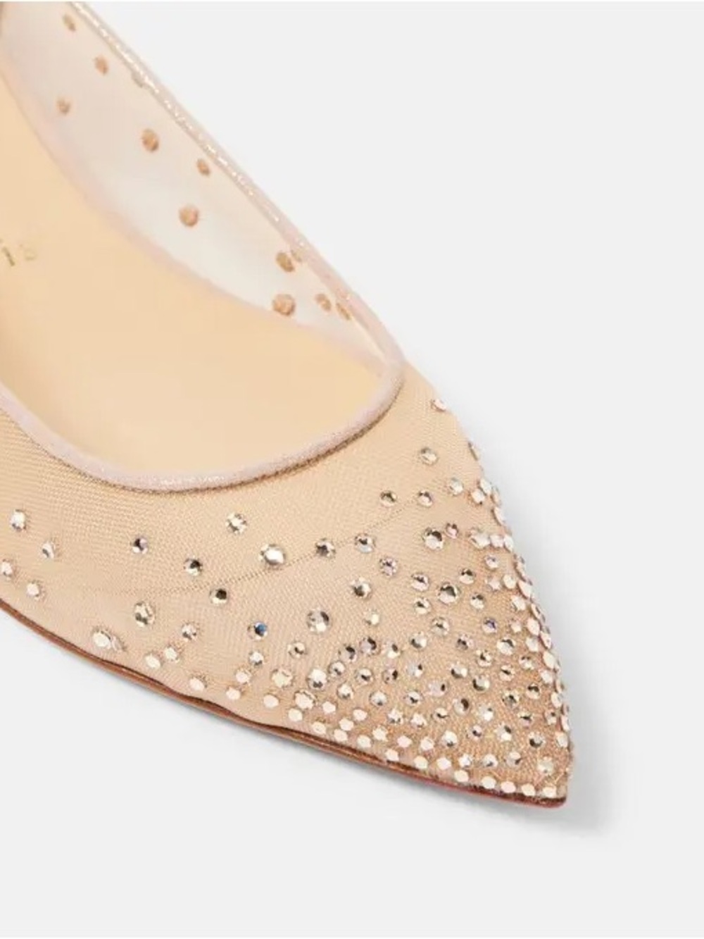 Christian Louboutin Follies Strass Ballet Flats Beige Mesh Leather EU 38.5 - Picture 3 of 12